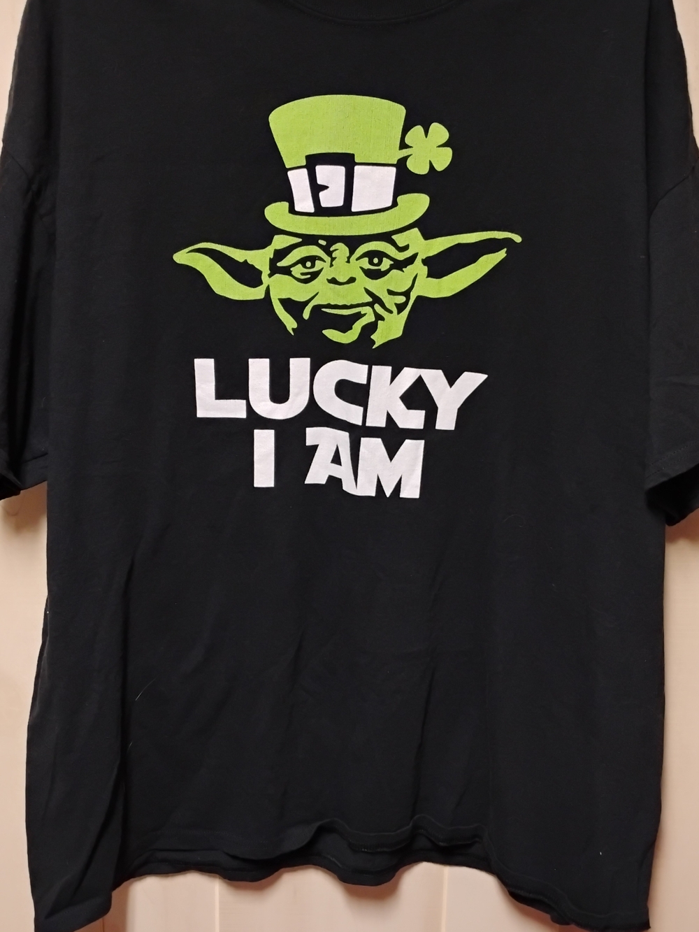 Gildan Black T-Shirt with Neon Green Lucky Graphic